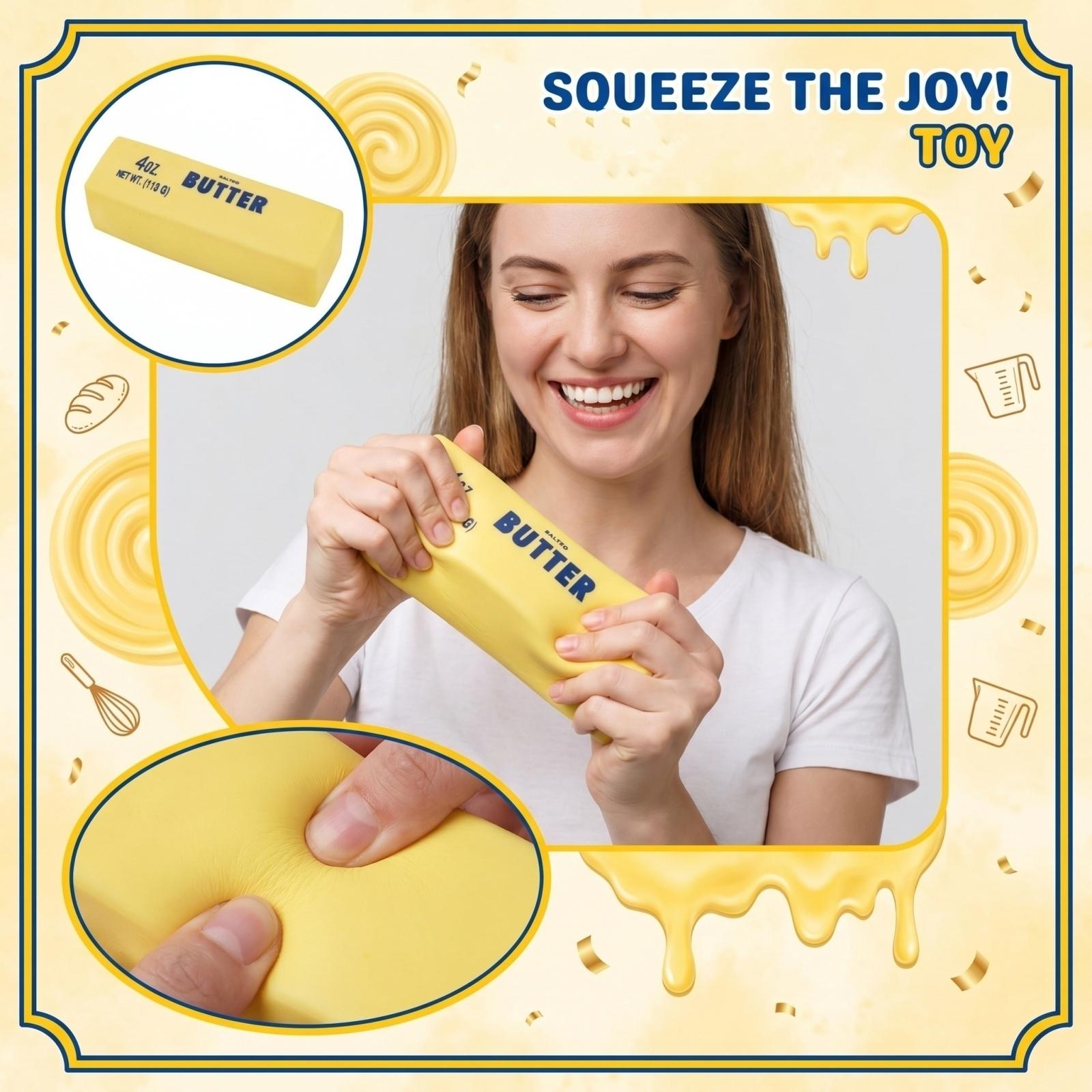 

Small Squeeze Toy Butter Stick 11cm Soft Dough Filled Sensory Stress Relief Handheld Fidget Toy for Adults and Children One Size жёлтый