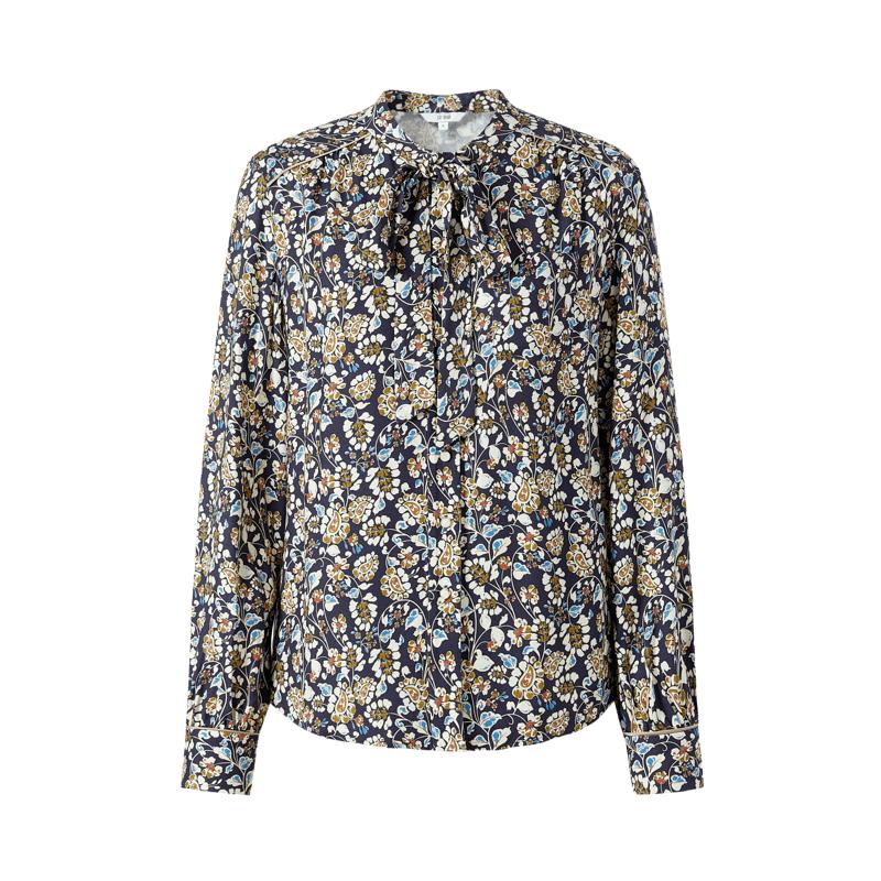 JUZUI Women s Paisley Print Tie-Neck Blouse L