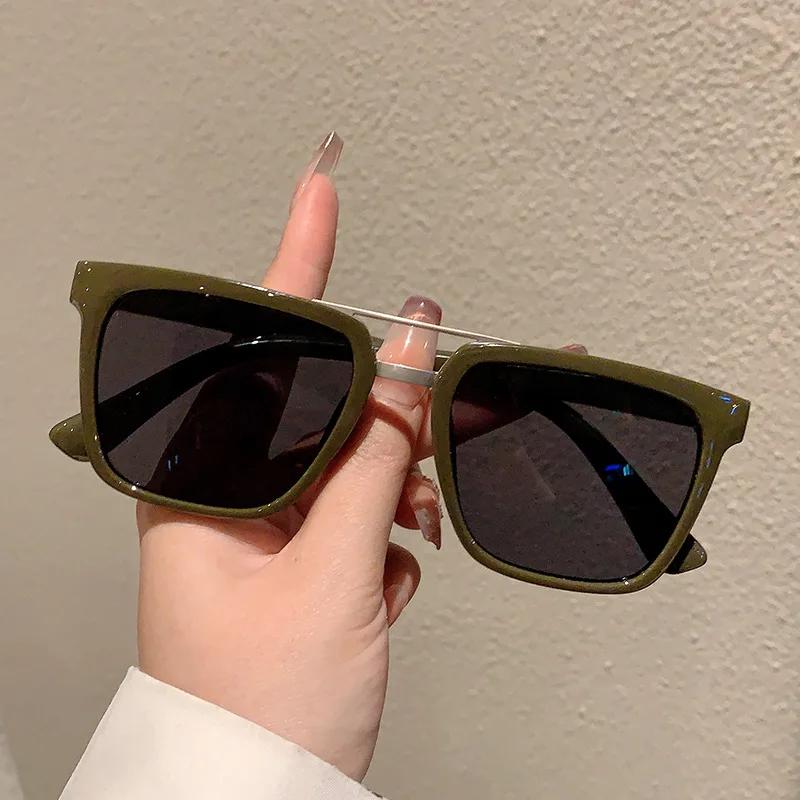 

New Luxury Brand Designer Vintage Square Sunglasses Women For Men Sun Glasses Trend Punk Popular Elegant Olive Eyeglasses Uv400