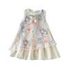 Girls Sleeveless Tulip Print Dress Bow Soft Summer Dress Sweet Princess Outfit Kids Dresses