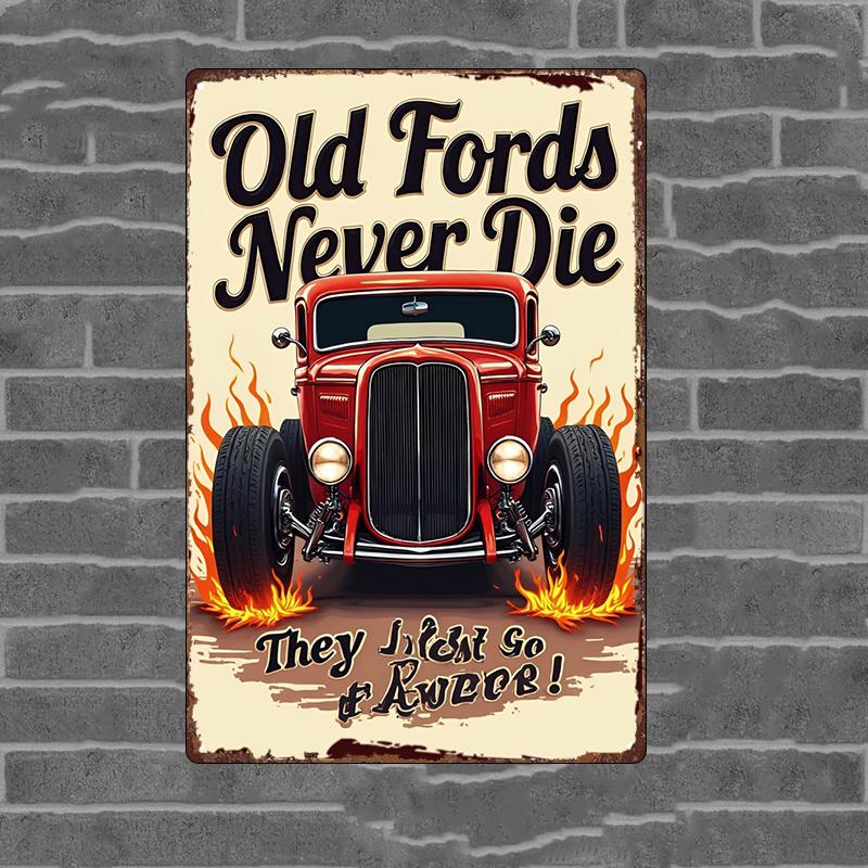 D Flat D FlatD Flat pc Vintage Old Never Die Metal Wall Sign Classic Car Logo Retro Garage Art X Inch(Xcm) D F