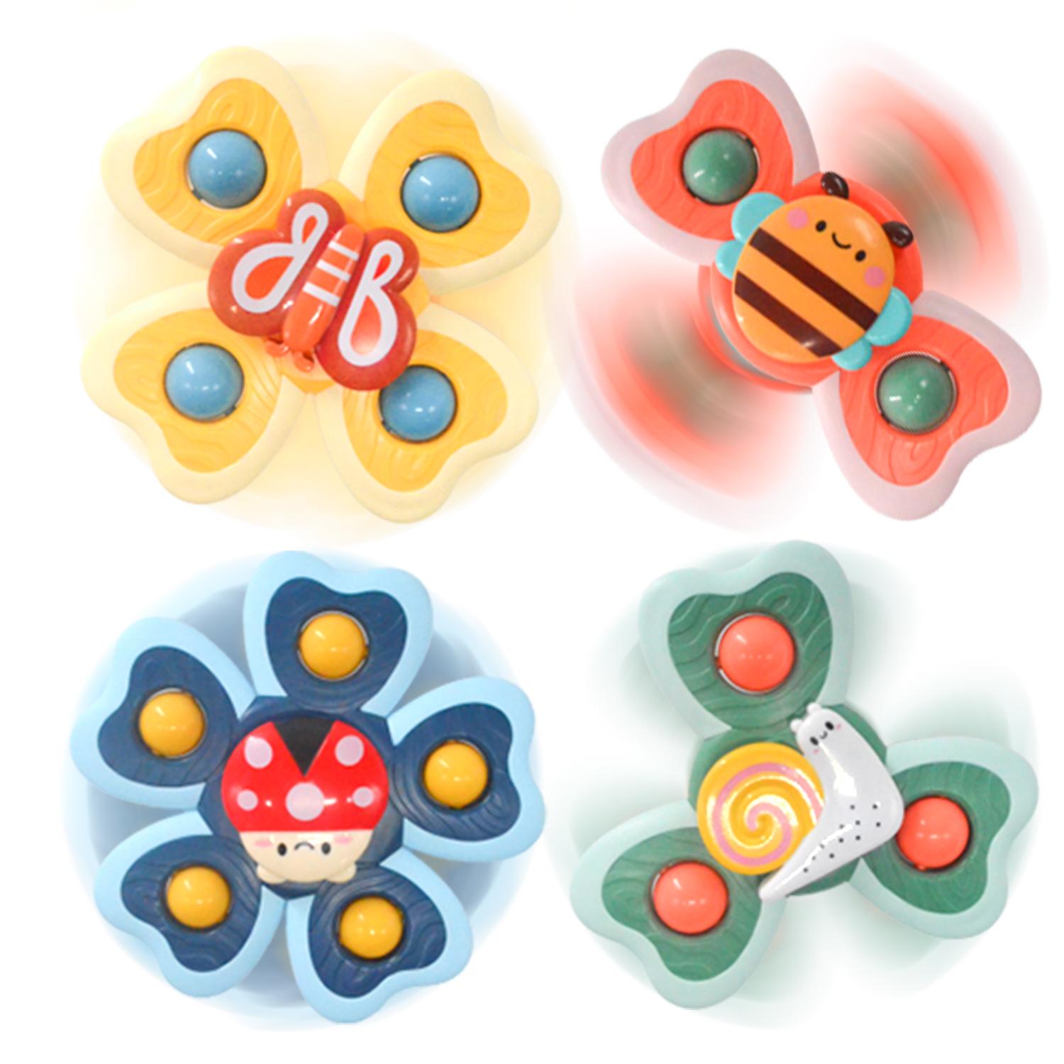 4PCS Baby Windmill Animal Suction Cup Spinning Toys