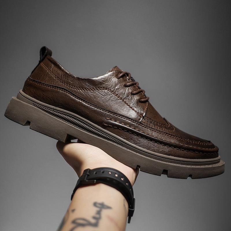 Brock men's shoes retro versatile casual leather shoes men's breathable suit business tooling derby shoes trendy leather