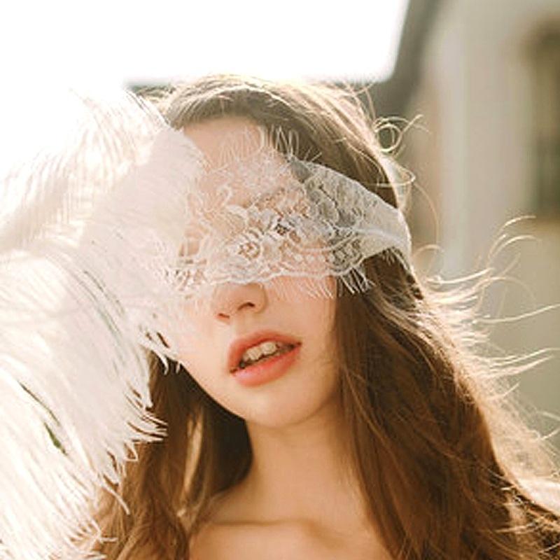 

Popular sexy lingerie lace mask hollow eye mask strap black and white accessories veil one piece белый