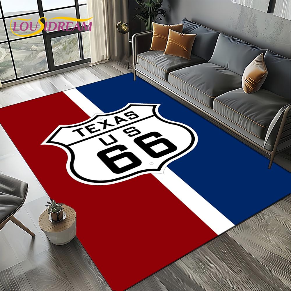 Retro America Historic Route 66,Mother Road,mãe EstradaCarpet Rug for Living Room Bedroom Home Sofa,Area Rug Non-slip Floor Mat