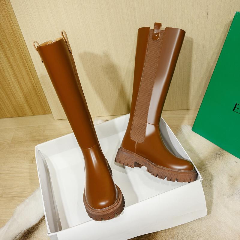 

[Высокое Качество] Коричневые Сапоги Женские Сапоги на Платформе Новые Сапоги Высокие Сапоги Рыцарские Сапоги 40