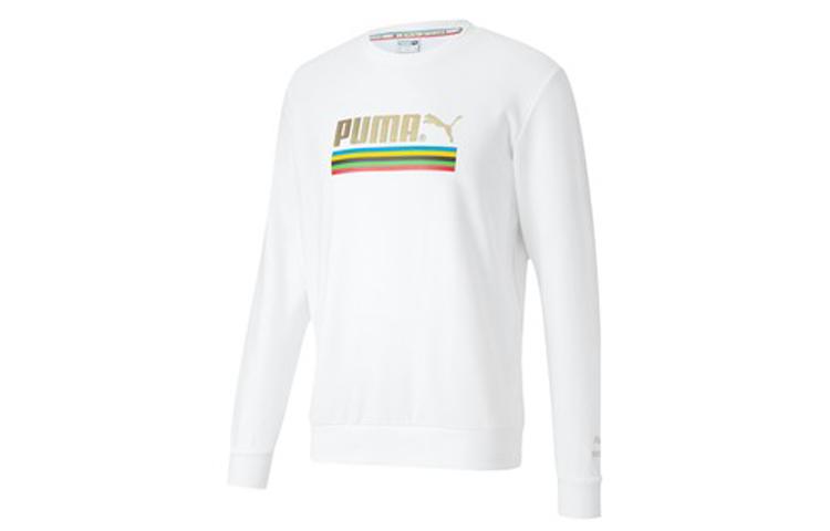 PUMA Sweatshirts Men s White Crew Neck Moderate Regular 599285-02 L
