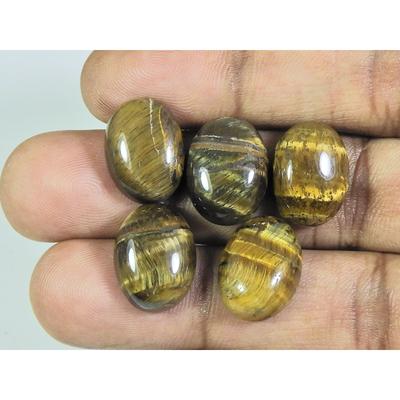 12X16 מ"מ עין נמר טבעית אובל קבושון אבן חן משוחררת 5 יחידות לוט 51 קראט. A-526