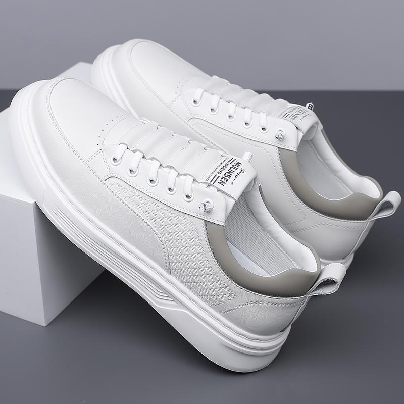 Fashionable Leather Increased Height British Shoes for Men’s Outdoor Hiking Shoes Thick Soled Wear-resistant Men's Sports Shoes