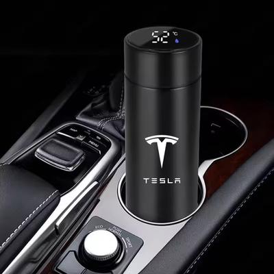 DWWDT1 500ML Temperaturanzeige Thermosbecher für Model 3 Model S Model X Model Y Roadster SpaceX Tesla Logo Auto Thermosflasche