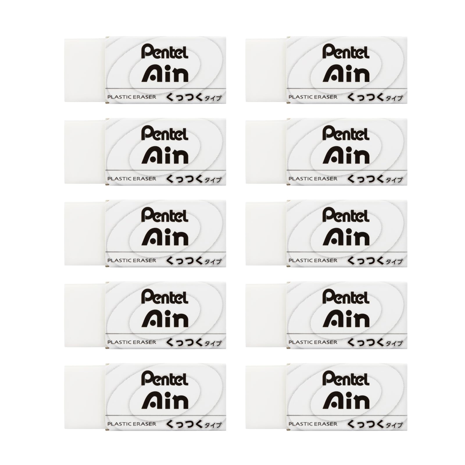 Pentel Ain Adhesive Eraser, Small, 10-Pack (ZEAC06STAMZ) белый