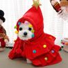 Christmas Pet Outfit Red/Green Pet Cloak with Star And Pom Poms Puppy