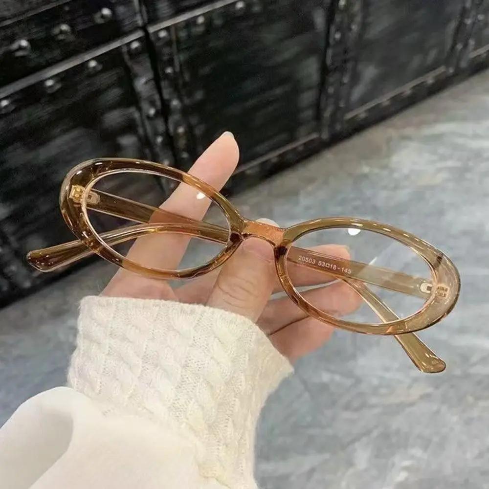 Fashion Unisex Vintage Small Oval Anti-Blue Light Glasses Portable Eye Protection Pc Computer Goggles  Blue Ray Blocking Eyewear