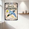 Vintage Mallard Duck Fetch It Dog Toy Tin Sign - Blue Border Yellow Distressed Edge Metal Sign for Home Bar Pub Wall Decor, Only