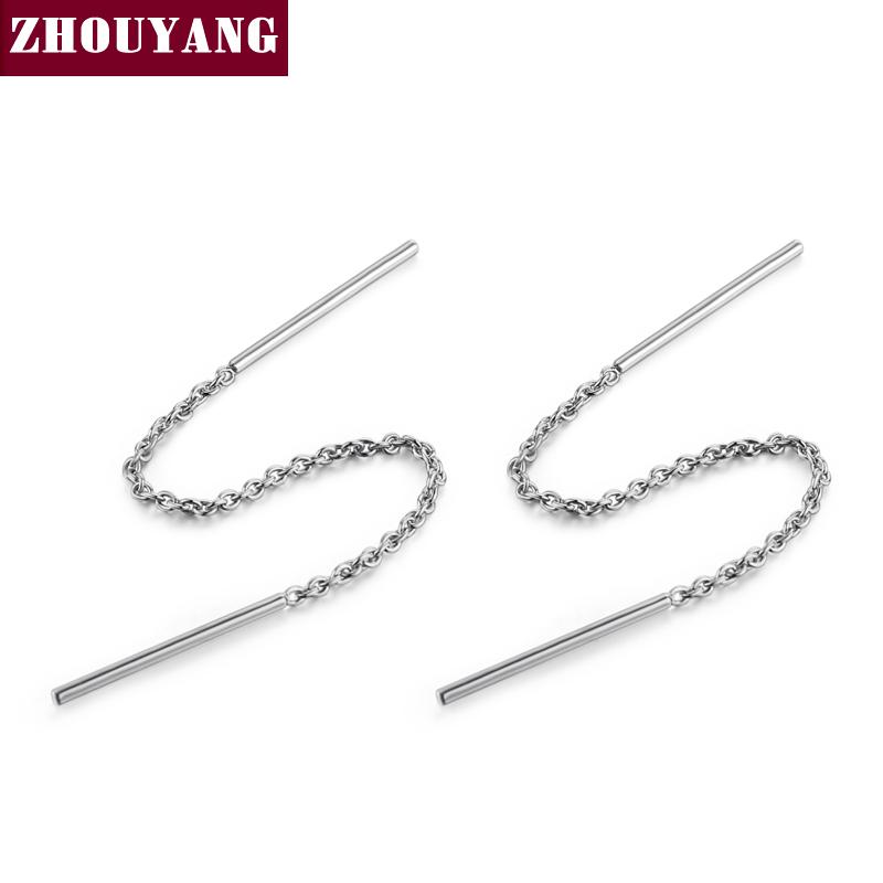 ZHOUYANG Chain Earring For Women Simple Style None Stone Rose Gold Color Ear Line Fashion Jewelry ZYE236 ZYE237