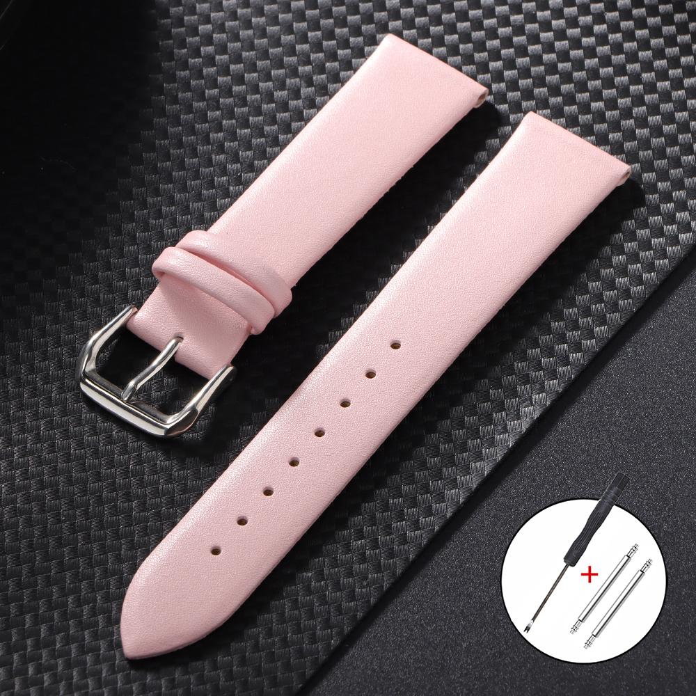 18mm 20mm 22mm Ultra-thin Genuine Cowhide Watchband Men Women Universal Watch Strap Brown White Black Wristband for Smartwatch