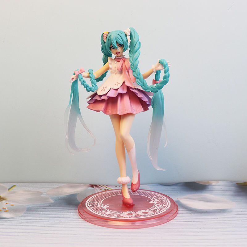 19CM Anime Fairy Tale Wonderland Hatsune Miku Rapunzel Cute Twin Tails Dress Up Model Toy Gift Collection Action Figure