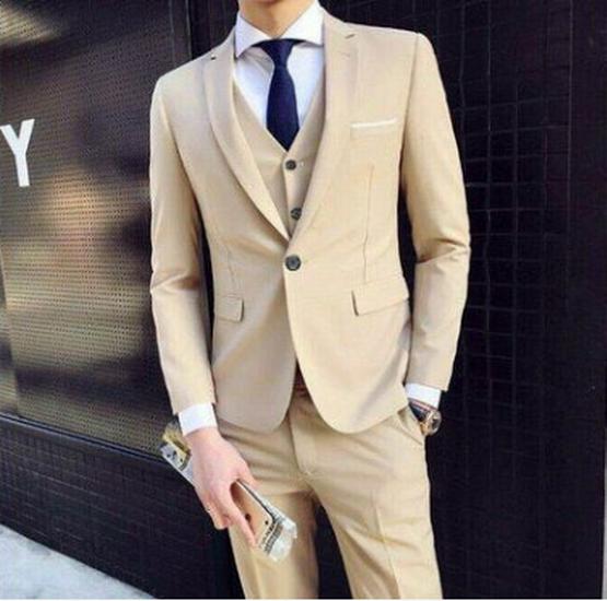 Men's Slim Fit Three-Piece Suit - British Casual Business & Wedding Style
