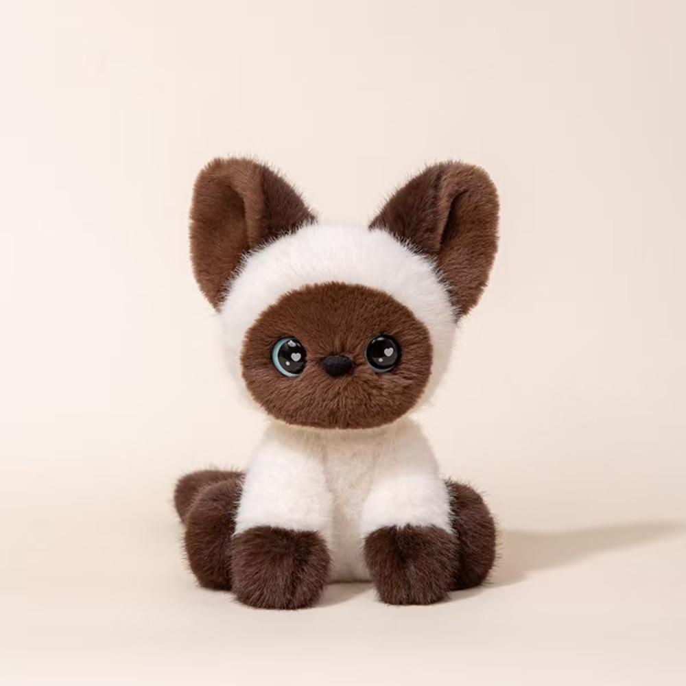 Cute Sitting Stuffed Devon Rex Stuffed Animal Cat Plush Doll Siamese Cat Plush  Home Decor