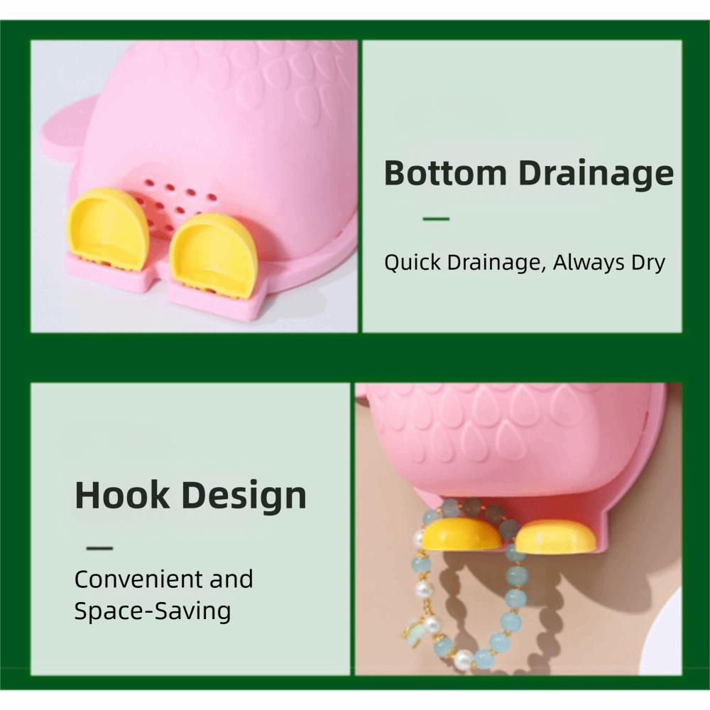 No Punching Toothbrush Toothpaste Holder Drainable Kitchen Hanging Basket Cute Bathroom Shelf