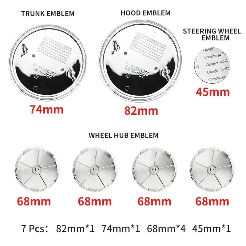 7 szt. Emblemat na maskę przednią Samochód Logo 50. Rocznica 82 mm + Odznaka tylna 74 mm + Nakładka na piastę koła 68 mm Pokrywa dekoracyjna Stylizacja dla BMW M