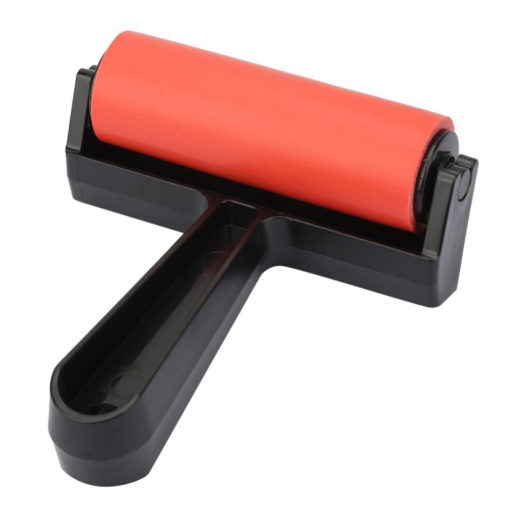 Red Rubber Brayer Roller Solid Printmaking Rolling Tool Roller Brush Oil Painting Ink Spreading 10cm