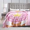 Anime Card Captor Sakura Decke Cartoon Decke Sakura-Star Crest Flanell Decke Rosa Decke für Sofa Bett Mädchen Zimmer Dekor