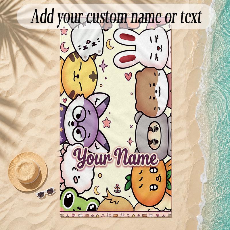 Beach TowelSEVENTEEN Custom Name Text Personalized Soft Towel for Beach Pool Indoor Home Decor Gift