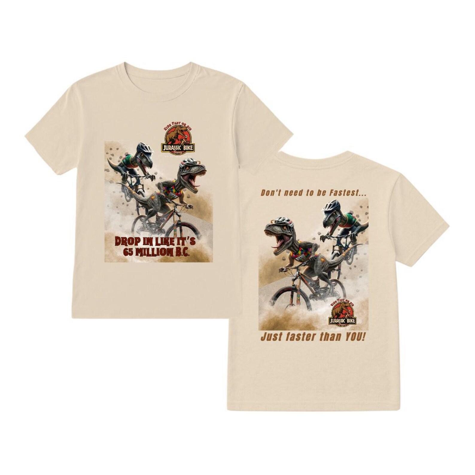 Dinosaur Mountain Bike Shirt – Jurassic Bike Humor Tee, Prehistoric MTB Graphic XL