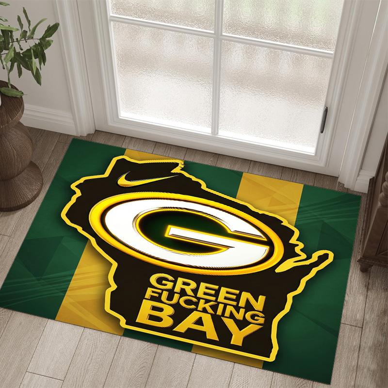 Green Bay Packers Design Crystal Velvet Carpet Cozy Non?Slip Printed Rug For Bedroom Living Room Entrance