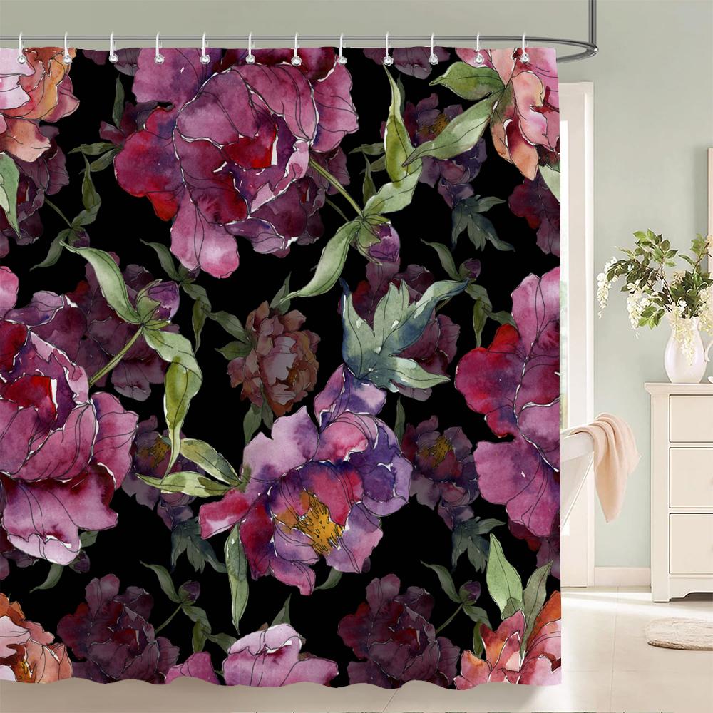 European Retro Flower Printed 3D Bath Curtains Waterproof Polyester Fabric Washable Bathroom Shower Curtain Screen With Hooks