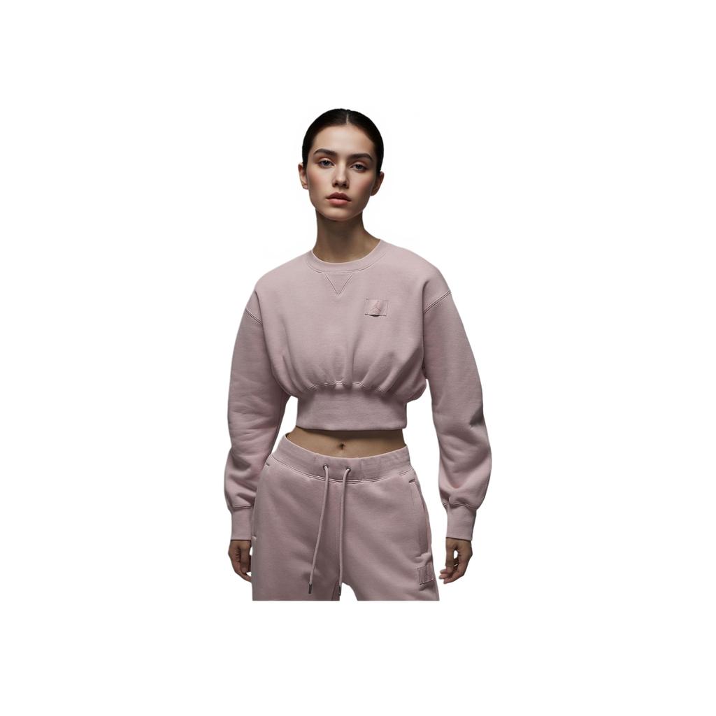 Jordan Flight Fleece Loose Fit Short Sweatshirt Women Tops Oxford-Pink FV7153-601