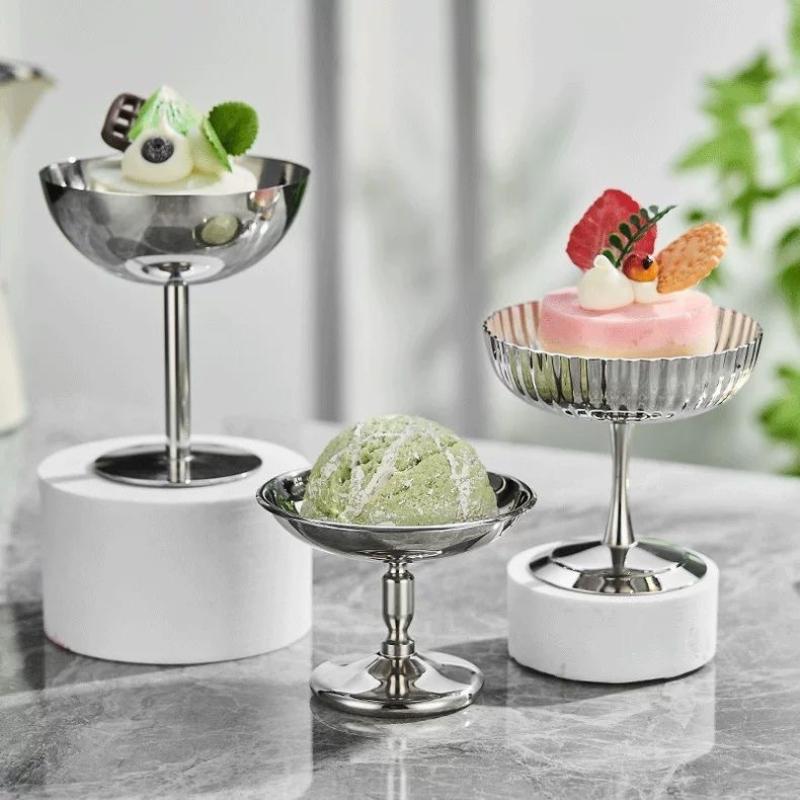 Stainless Steel Salad Cup Food Grade Ice Cream Cup Goblet Retro Dessert Bowl Fruit Yogurt Snack Bowl Household Kitchen Tools