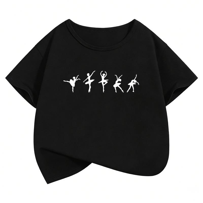 Dance Girls Fashion T Shirts Short Sleeve Kids Childrens Tshirt Girls Summer Spring Casual Top Tee Shirt