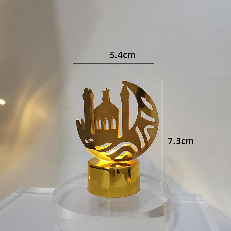 Islamische Ramadan Lampendekorationen 2026 Muslimischer Halbmond Kerze LED Lampe Stern und Mond Laternen Desktop Partyzubehör Muslimisches Geschenk