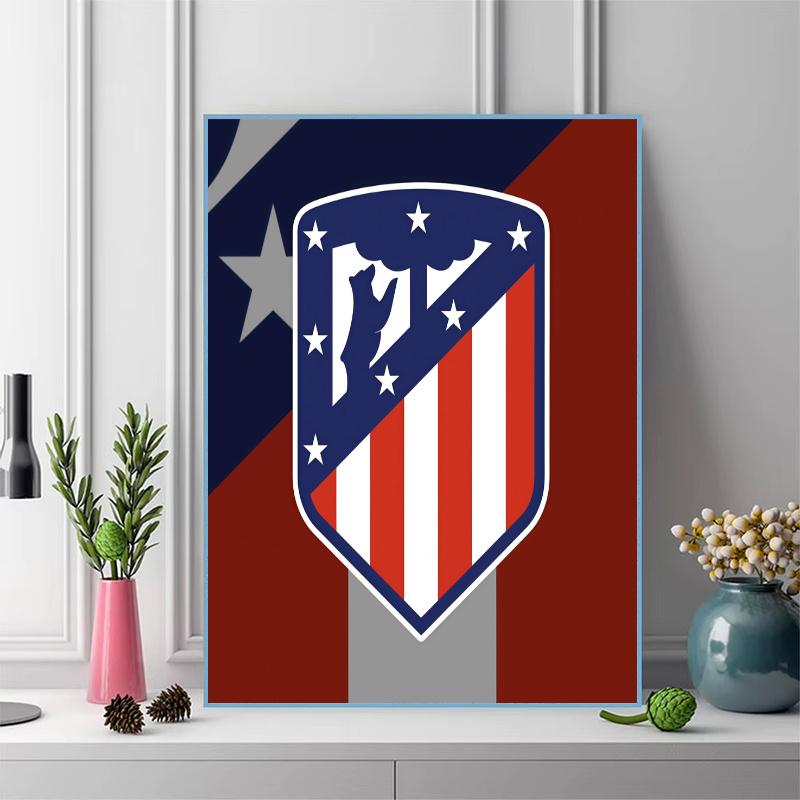 Atletico Madrid Football Crest 100% Round Full Drill 5D DIY Diamond Painting Embroidery Cross Stitch Rhinestone Decor