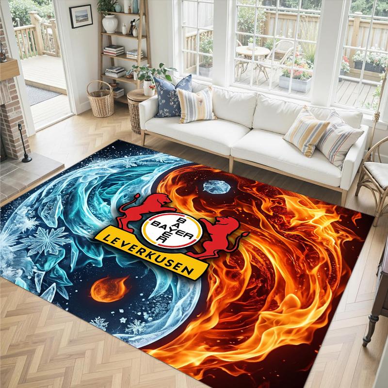Bayer Leverkusen Football Design Crystal Velvet Carpet Cozy Non?Slip Printed Rug For Bedroom Living Room Entrance