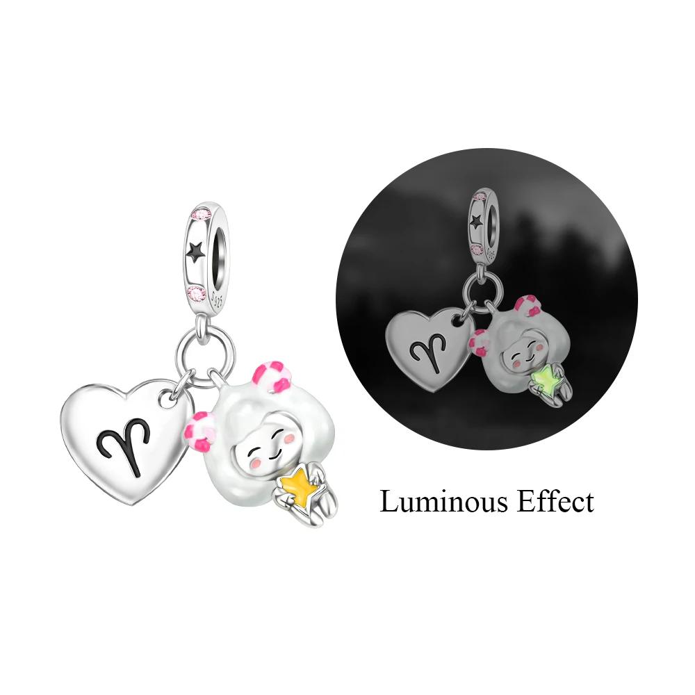 Copper 12 Constellations Collection Luminous Charm Bead Charms Star Shape Bead Compatible With Authentic Bracelets Do It Yourself Fine Jewellery Festi