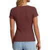 Women's Fashion Casual Color New Short-Sleeved Decorative Button V-Neck T-Shirt Top