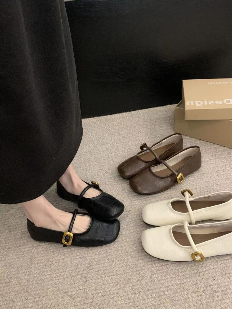 Soft-soled Mary Jane Shoes Round Head Shallow Mouth Summer New New Chinese Versatile One-word Strap Single Shoes Flat Women