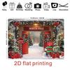 2D flat polar Christmas background fabric, 1 piece, featuring a Christmas man workshop archway, a snowman and an elf doorZL