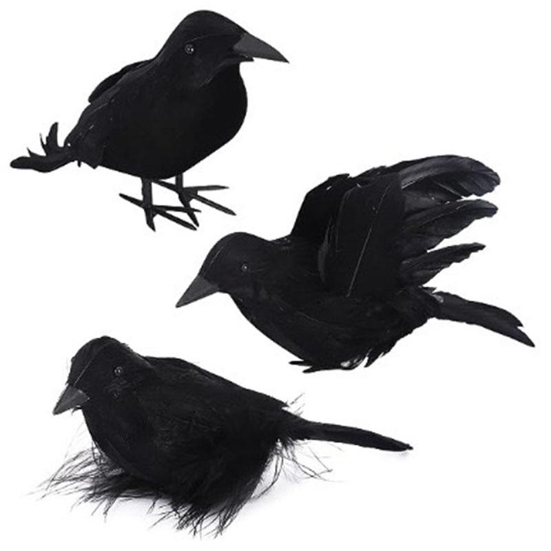 Halloween Crow Figurine - Small Bird Ornament for Tabletop & Party Decor