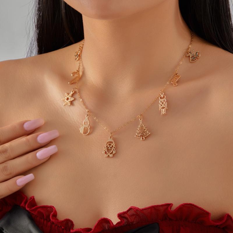 Exaggerated Christmas Bell Beaded Choker Necklace For Women Trendy Xmas Pendant Clavicle Chain New Year Party Jewelry Gift