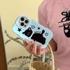 Cute Lying Black Cat Case for iPhone 16 Pro Max Apple 17 Phone Case 15/14 Two-in-One Film Case