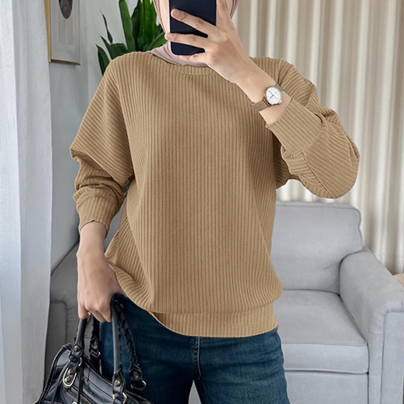ZANZEA Women Muslim Casual Round Neck Loose Long Sleeve Blouse