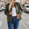 Women's Full Zip Up Jacket Long Sleeve Stand Collar Waffle Coat Casual Slim Fit Sweatshirt Fall Outerwear