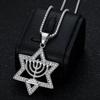 Zirconium Hexagonal Star Pendant Titanium Steel Hip Hop Men Necklace European American Middle Eastern Style Jewelry