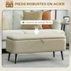 Baú de Armazenamento com Assento 2 em 1 em tecido com pernas de aço preto 102 x 40 x 39,5 cm bege