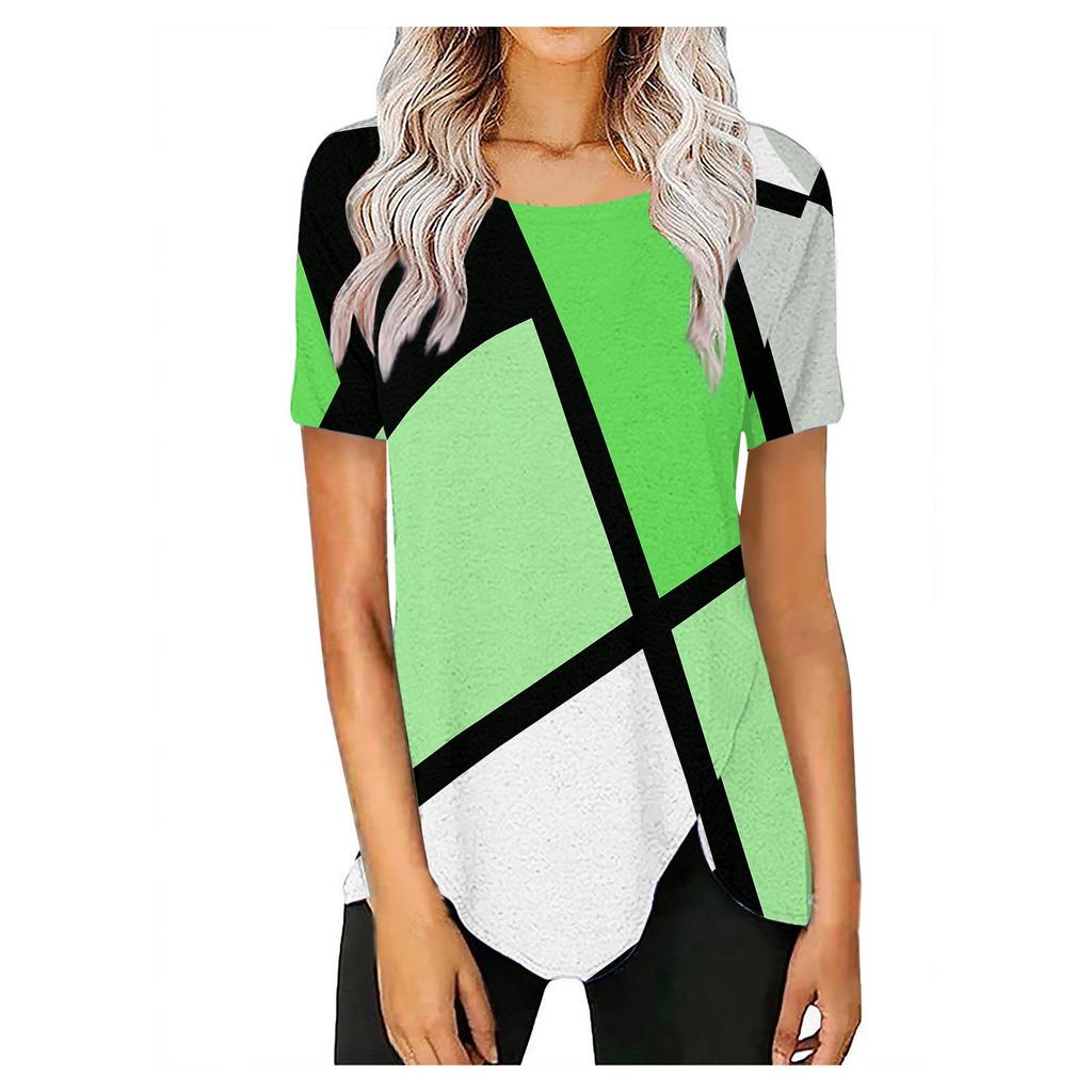 Damenmode, lässig, Temperament, Rundhalsausschnitt, lockeres bedrucktes Kurzarm-T-Shirt-Oberteil