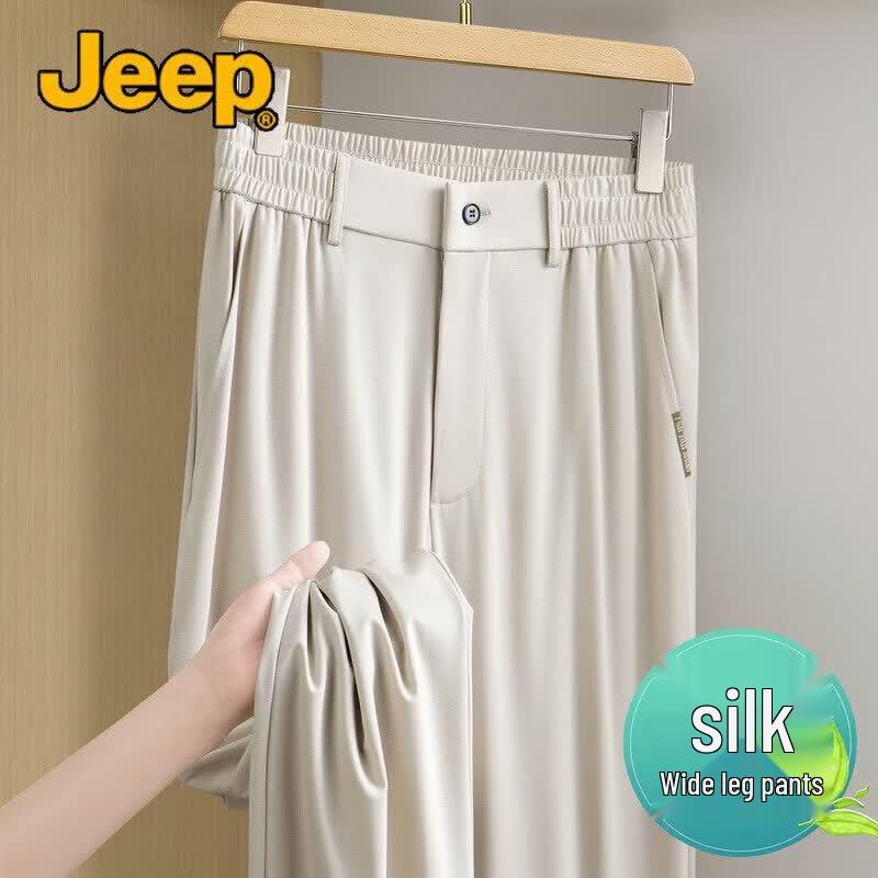 JEEP Men s Ice Silk Mulberry Blend Loose Straight-Leg Wide Casual Pants 6XL